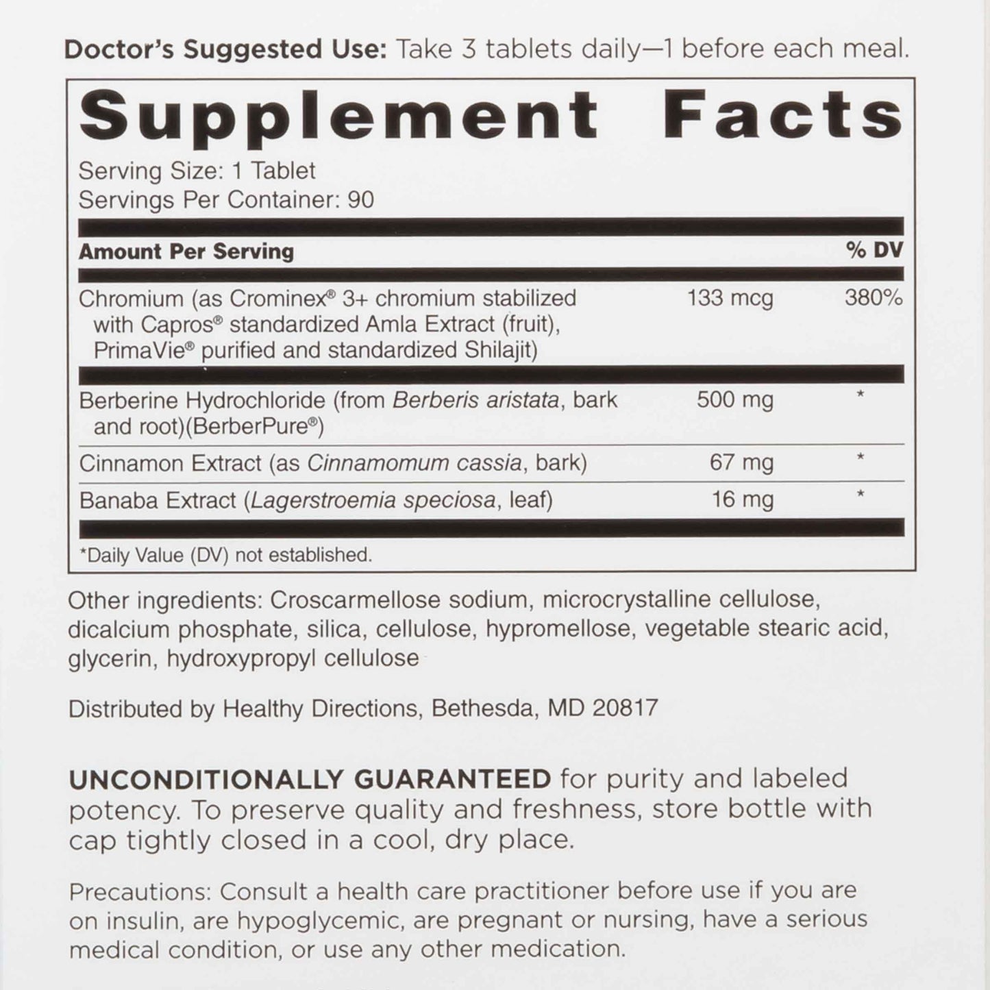 DOCTORS' PREFERRED GlucoGold , Concentrated Cinnamon, Chromium, Banaba Leaf Extract (90 Tablets)