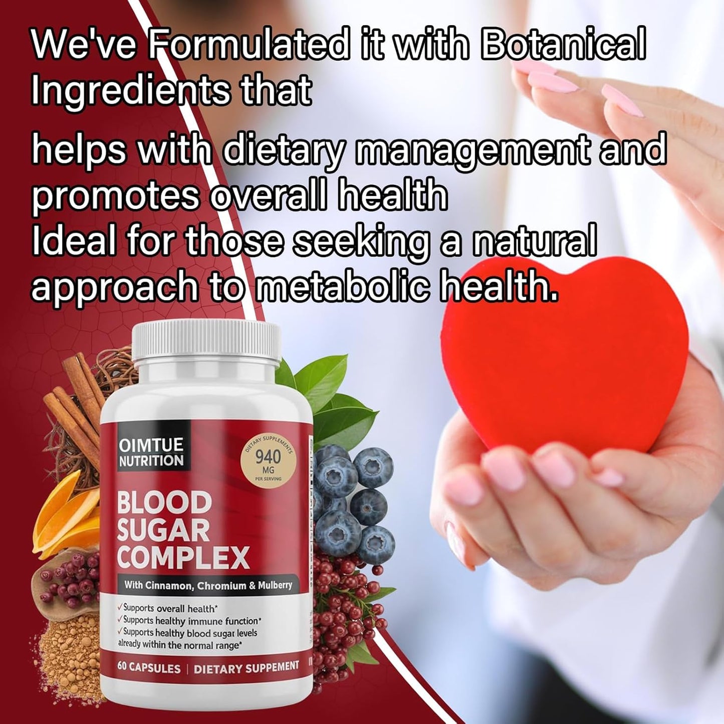 OIMTUE Blood Sugar Complex Supplement – Levels with Cinnamon, Chromium & Bitter Melon ，20 Active Ingredients