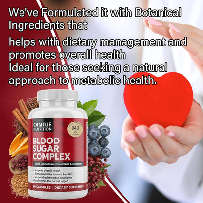 OIMTUE Blood Sugar Complex Supplement – Levels with Cinnamon, Chromium & Bitter Melon ，20 Active Ingredients