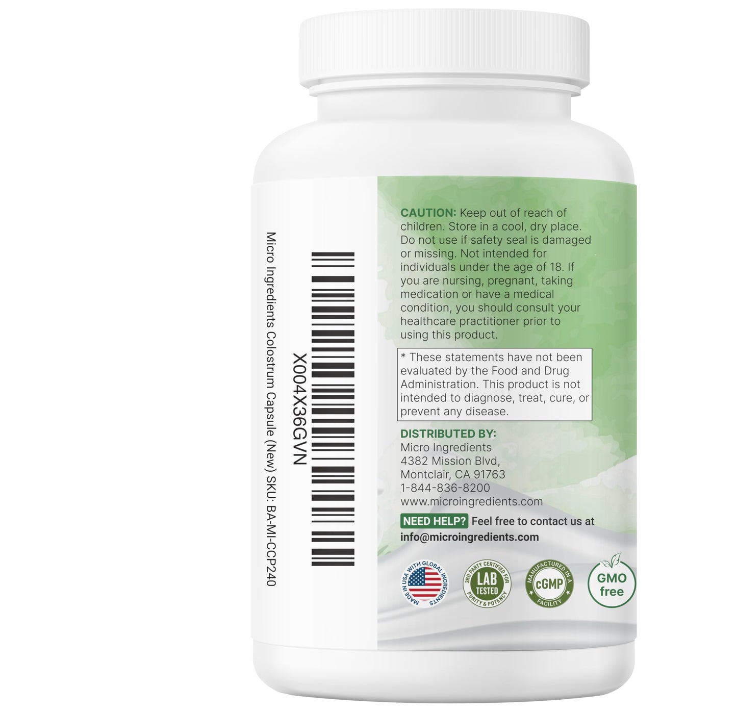 Micro Ingredients Bovine Colostrum 1,000 mg Per Serving, 240 Capsules | 40% IgG with Collagen & Probiotics | Colostrum Supplement