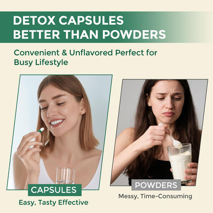 1000 MG Detox & Cleanse Capsules, 26-in-1 Plant-Based Formula for Detoxification, Detox Supplement for Women & Men, Natural Trace Binder, Liver,