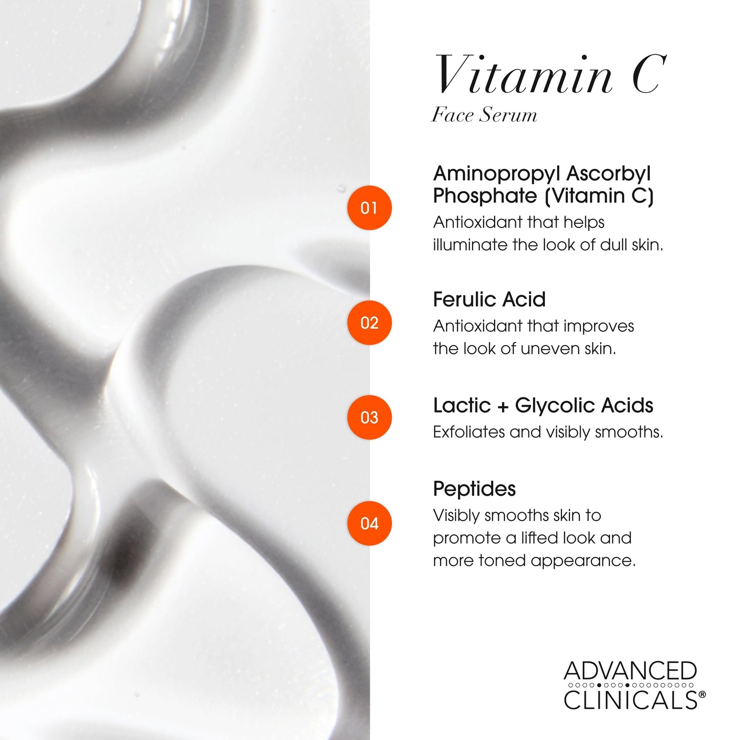 Advanced Clinicals Brightening Vitamin C Serum For Face With Glycolic Acid + Lactic Acid | Vitamin C Eye Serum Face Moisturizer For Improving