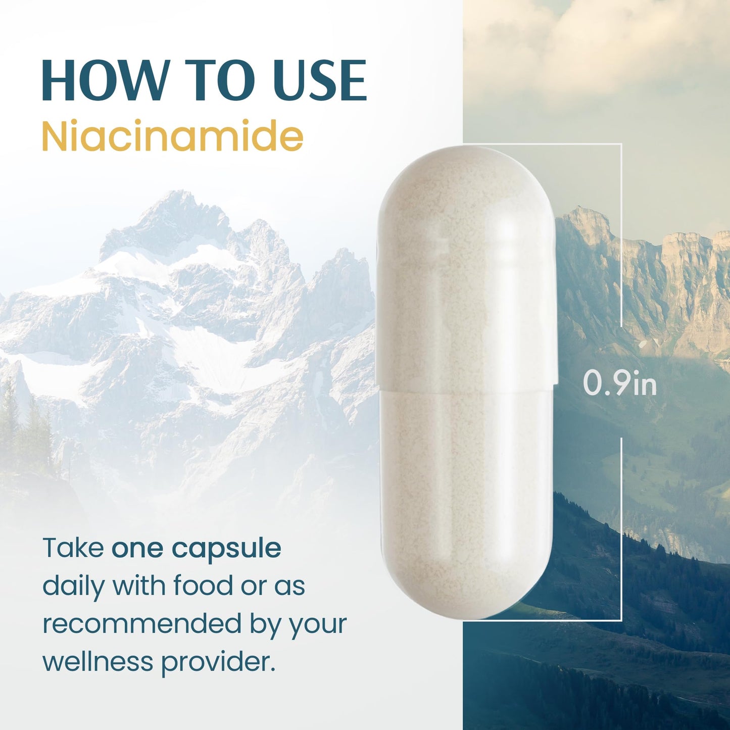 Vykee Nutrition Niacinamide Capsules - Vitamin B3 Supplement for Skin Wellness Cellular Energy and Metabolic Support - Vegan, Non-GMO Gluten Free