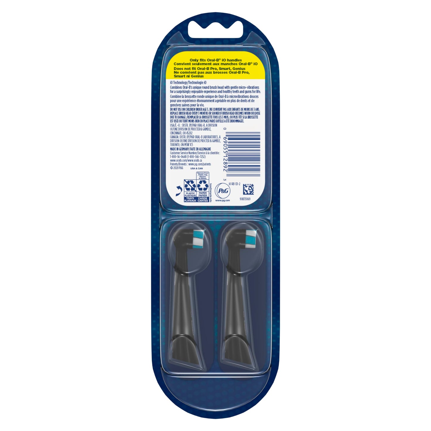 Oral-B iO Series Ultimate Clean Electric Toothbrush Replacement Brush Heads for an Oral-B Electric Toothbrush, 2 Count, Black