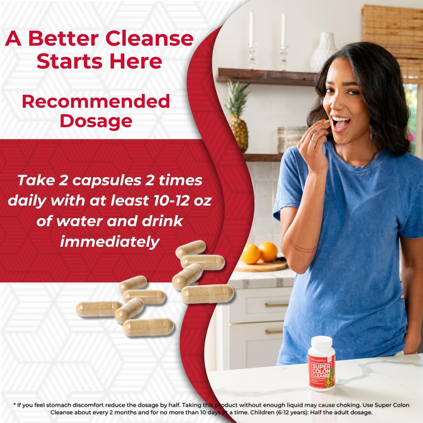 Health Plus Super Colon Cleanse 15 Day Supply of Gentle Gut Cleanse Detox, Psyllium Husk, Probiotics for Constipation