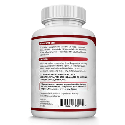 Blood Sugar Complex Supplement - Supports Healthy Blood Sugar Levels Already Within Normal Range All Natural with Cinnamon, Bitter Melon, Chromium, Mulberry, Al