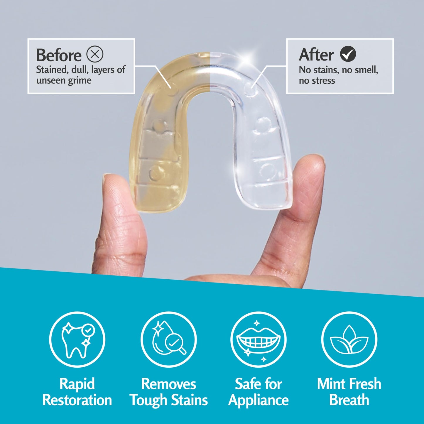 Retainer Cleanser Tablets Invisalign Cleaner, Removes Odors Discoloration Stains and Plaque 4 Month Supply Denture Cleansers Retainers
