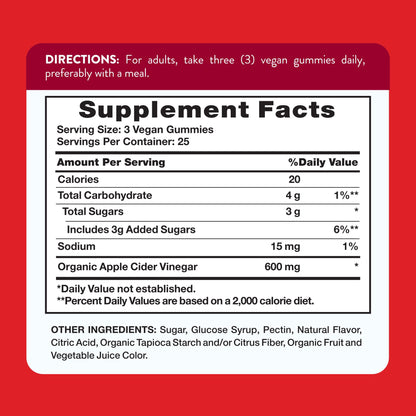 Nature's Truth Apple Cider Vinegar Gummies | 600 mg | 75 Gummies | Apple Flavor | Vegan, Non-GMO, Gluten Free Supplement.
