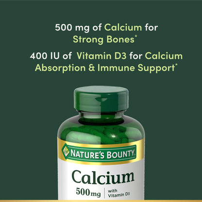 Nature’s Bounty Calcium Plus 400 IU Vitamin D3, Immune Support & Bone Health, 300 Tablets