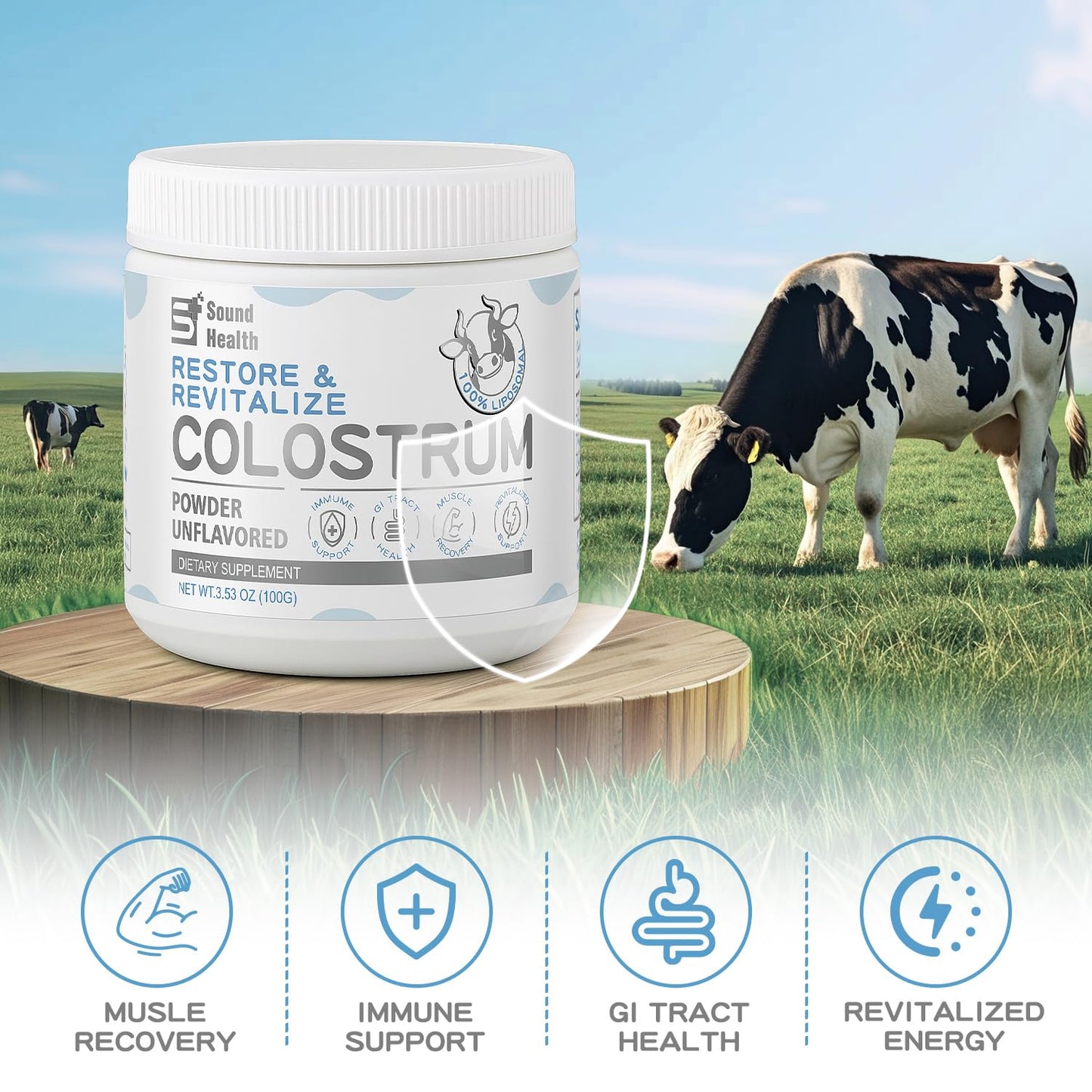 Colostrum Supplement Powder for Humans - Organic Bovine Colostrum Supplement for Gut Health, Hair Growth, Beauty,
