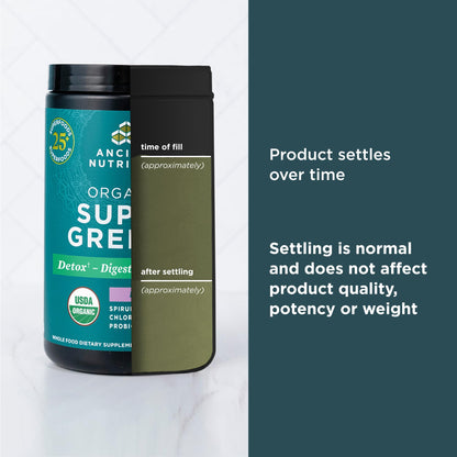 Ancient Nutrition SuperGreens Powder with Probiotics, Organic Watermelon Flavor Greens, Made from Real Fruits, Vegetables and Herbs, for Digestive