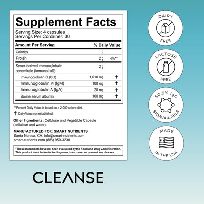 CLEANSE | IgG Dairy-Free Colostrum | 50.5% IgG Potent Concentrated Immune Support | Daily Gut Health Detox, Energy, Prebiotics, Digestive Support
