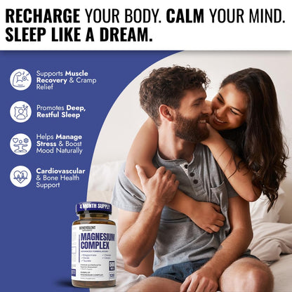 Premium Magnesium Capsules 500mg, High Absorption Formula Chelated Buffered Citrate to Support Digestion, Bone, Sleep & Muscle Health