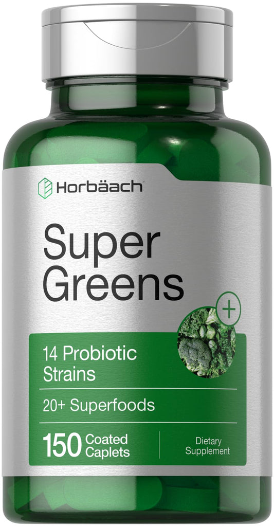 Horbäach Super Greens Supplement with Probiotics | 150 Caplets | Non-GMO, and Gluten Free HorbäachBuy Supplements Australia