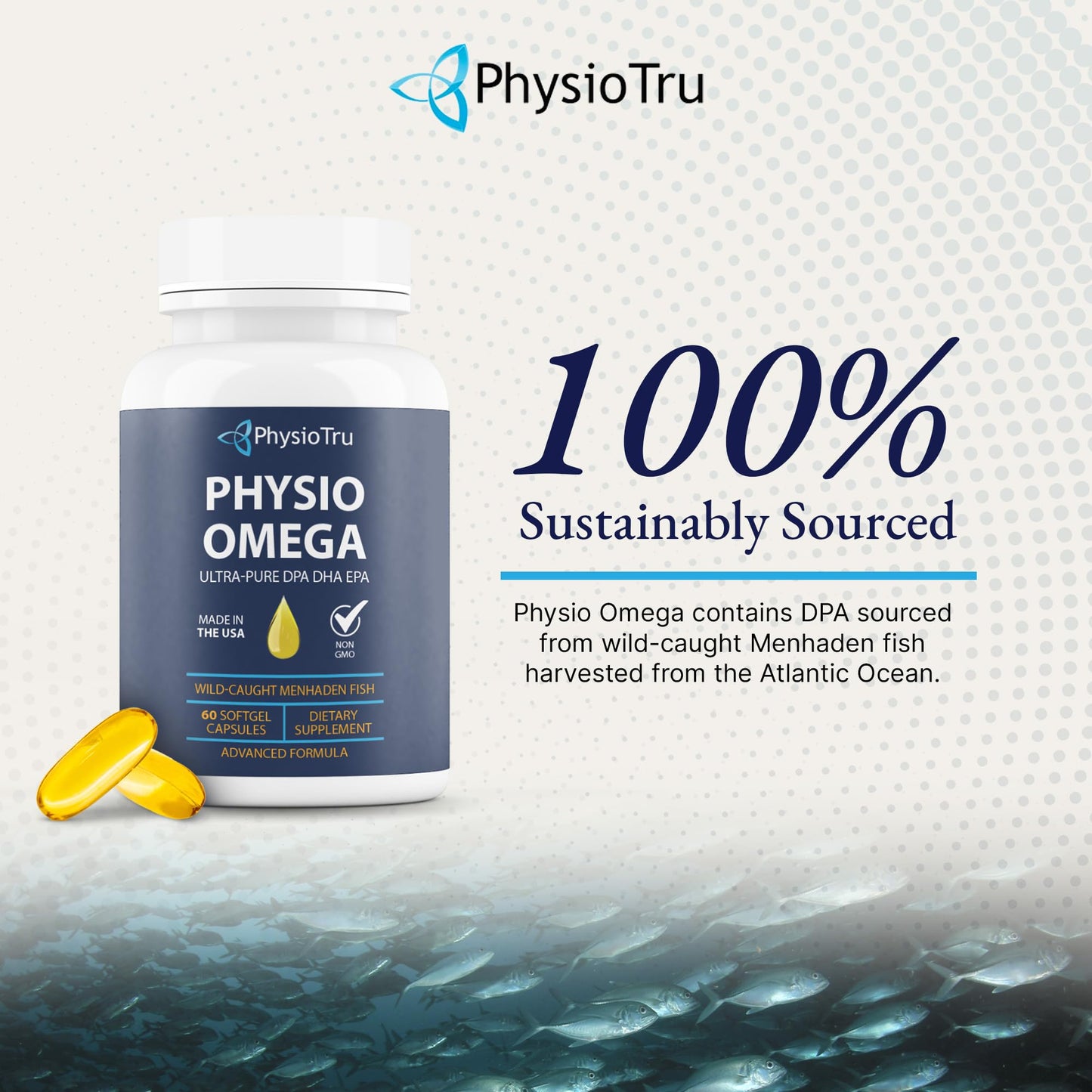 Physio Omega 2400mg Fish Oil with Omega 3 Fatty Acid Supplement - Vascular & Cognitive Supplements for Adults - Non-GMO, Burpless, Light Citrus Flavor