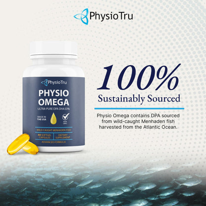 Physio Omega 2400mg Fish Oil with Omega 3 Fatty Acid Supplement - Vascular & Cognitive Supplements for Adults - Non-GMO, Burpless, Light Citrus Flavor