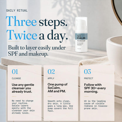 SoCalm Azelaic Acid 10% for Rosacea-Prone Skin – Calms Face Redness & Evens Tone, with Niacinamide & Ceramide NP, Fragrance-Free, 30ml / 1oz