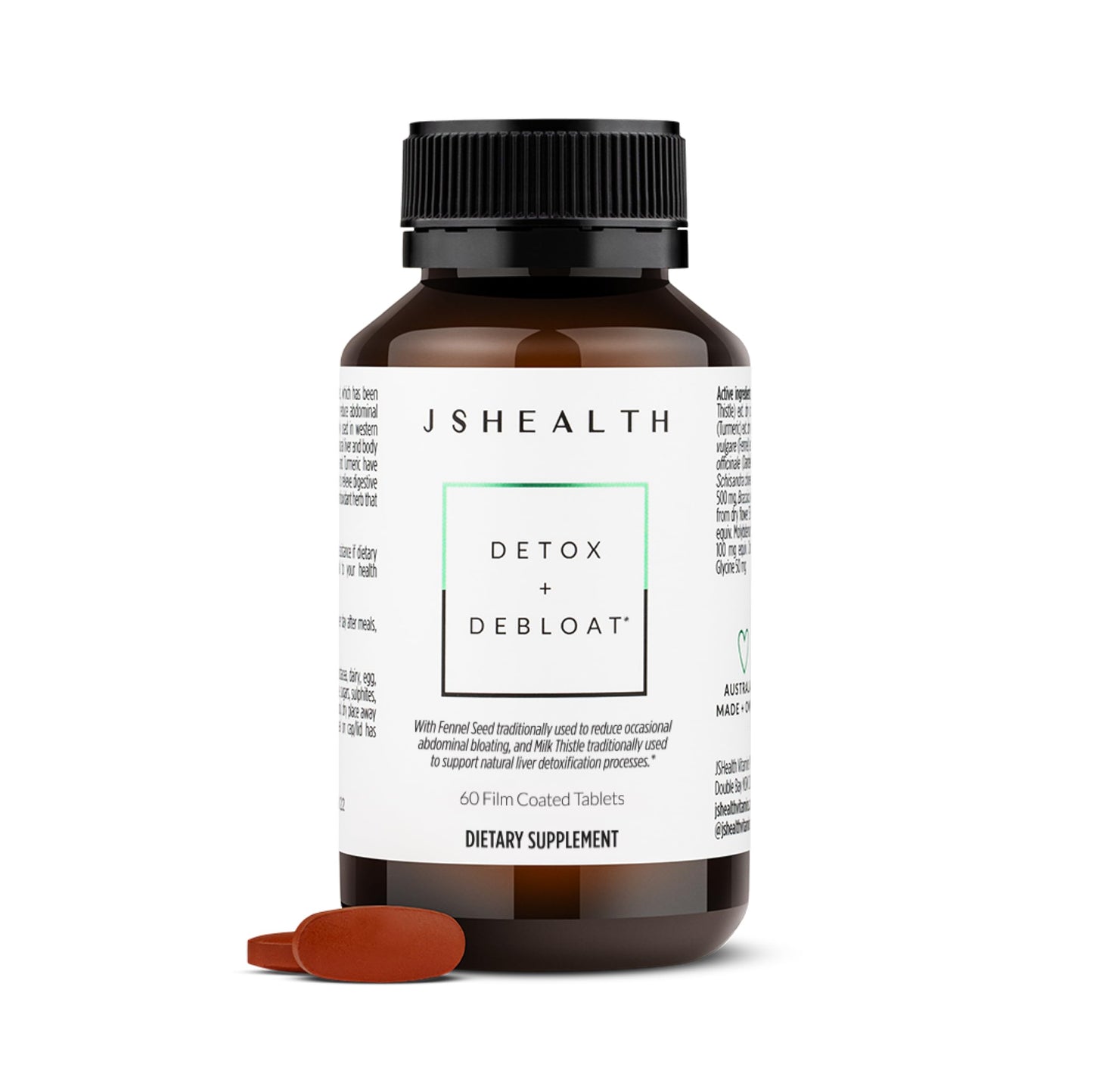 JSHealth Detox + Debloat. Bloating Relief for Women with Milk Thistle, Turmeric, and Fennel. Liver Health and Gut Support.