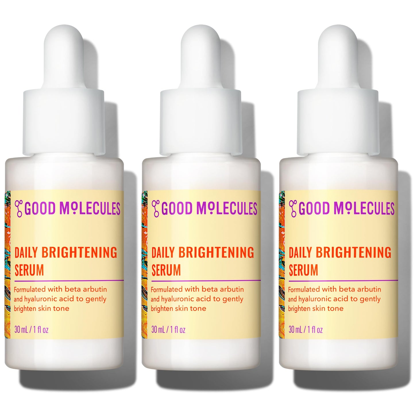 Good Molecules Daily Brightening Serum Pack 3 – 1 fl oz / 30 ml Each | Lightweight Brightening Serum with Beta Arbutin 3% & Hyaluronic Acid for Even-Looking Skin