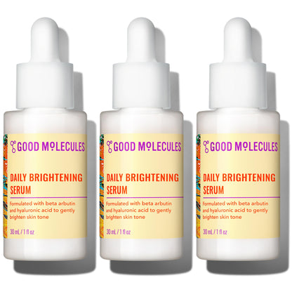 Good Molecules Daily Brightening Serum Pack 3 – 1 fl oz / 30 ml Each | Lightweight Brightening Serum with Beta Arbutin 3% & Hyaluronic Acid for Even-Looking Skin