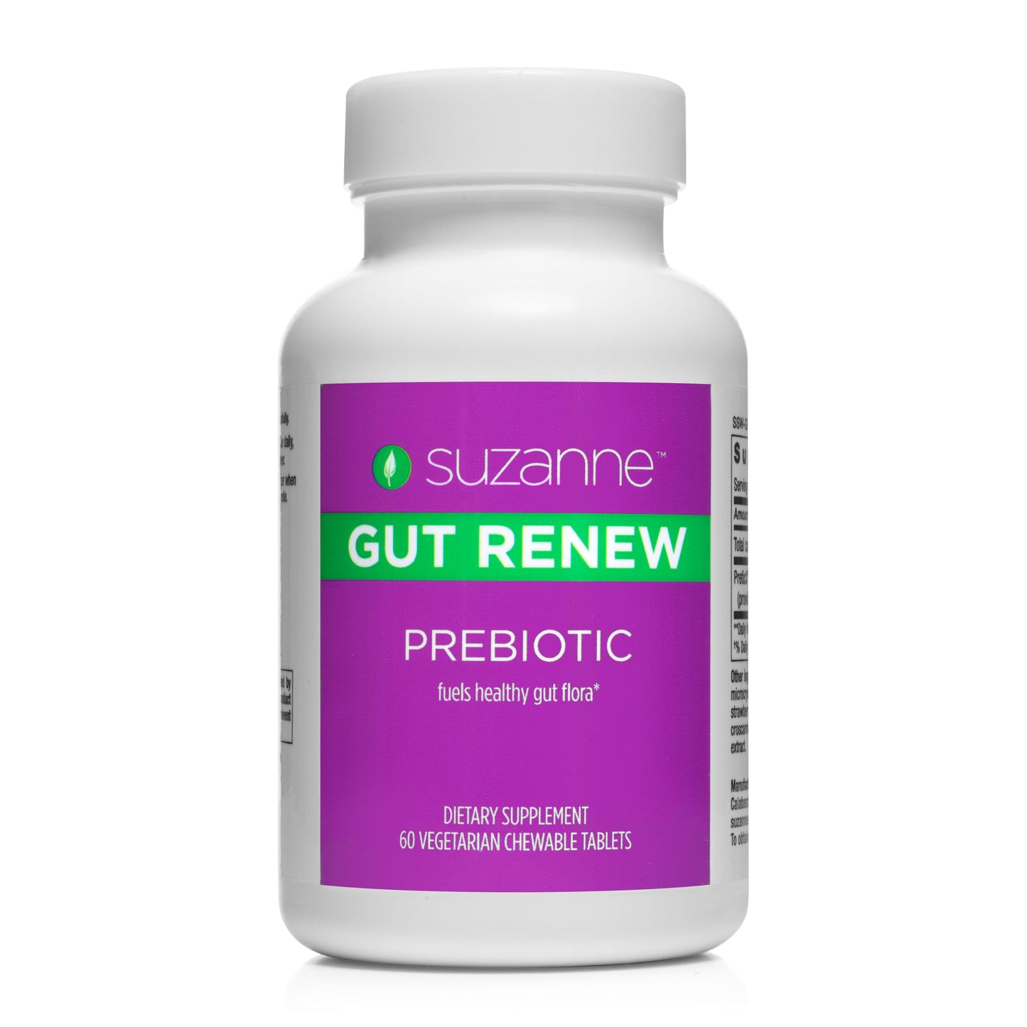 SUZANNE Somers Gut Renew Prebiotic Chewable Tablets 60 Count – Daily Prebiotic Supplement – Dairy Free, Gluten Free, Vegan
