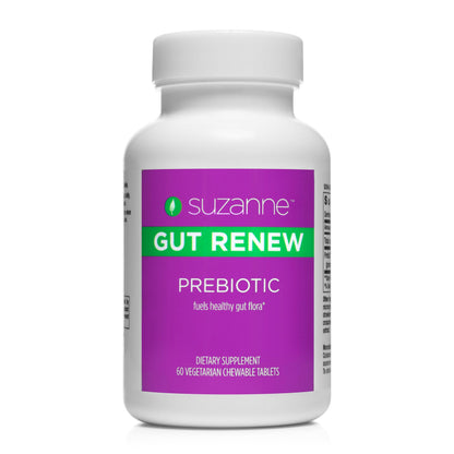 SUZANNE Somers Gut Renew Prebiotic Chewable Tablets 60 Count – Daily Prebiotic Supplement – Dairy Free, Gluten Free, Vegan
