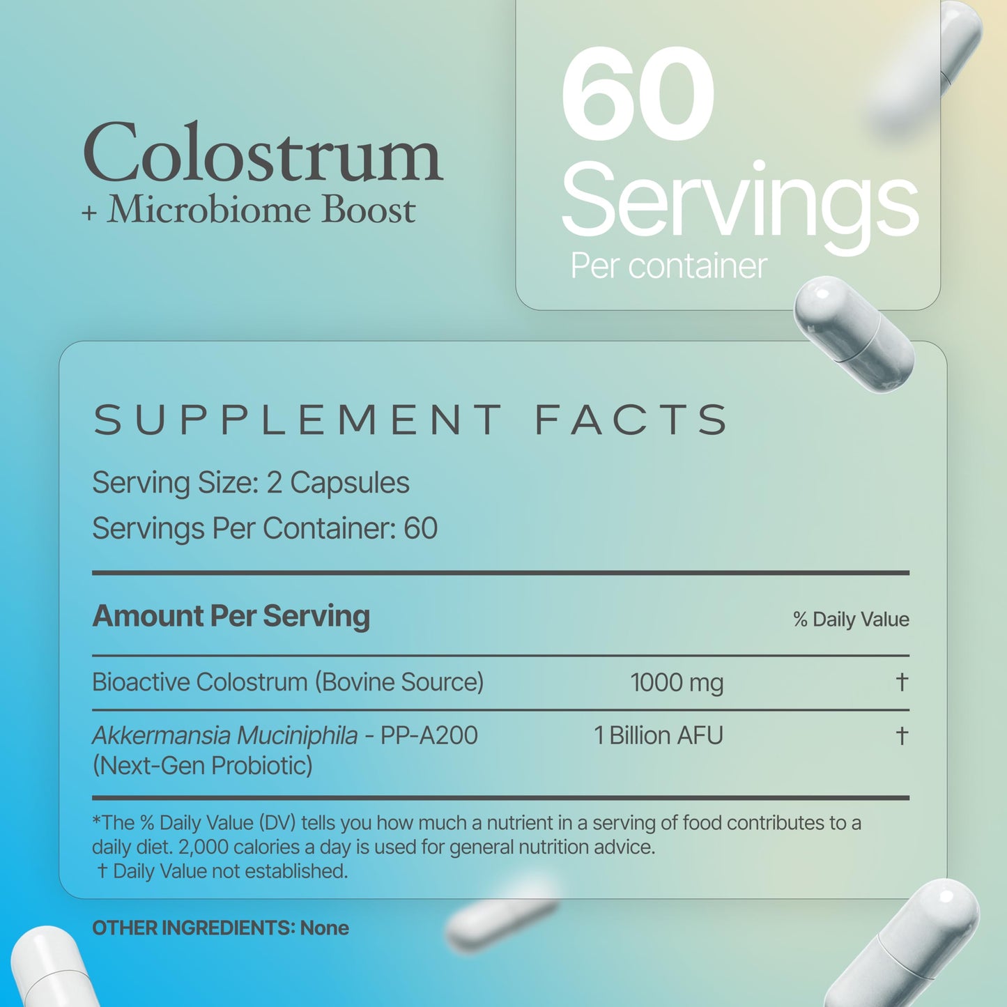Prime Powders Colostrum Capsules | Grass-Fed Bovine Colostrum with Akkermansia Probiotic 1B AFU | Microbiome & Gut Support