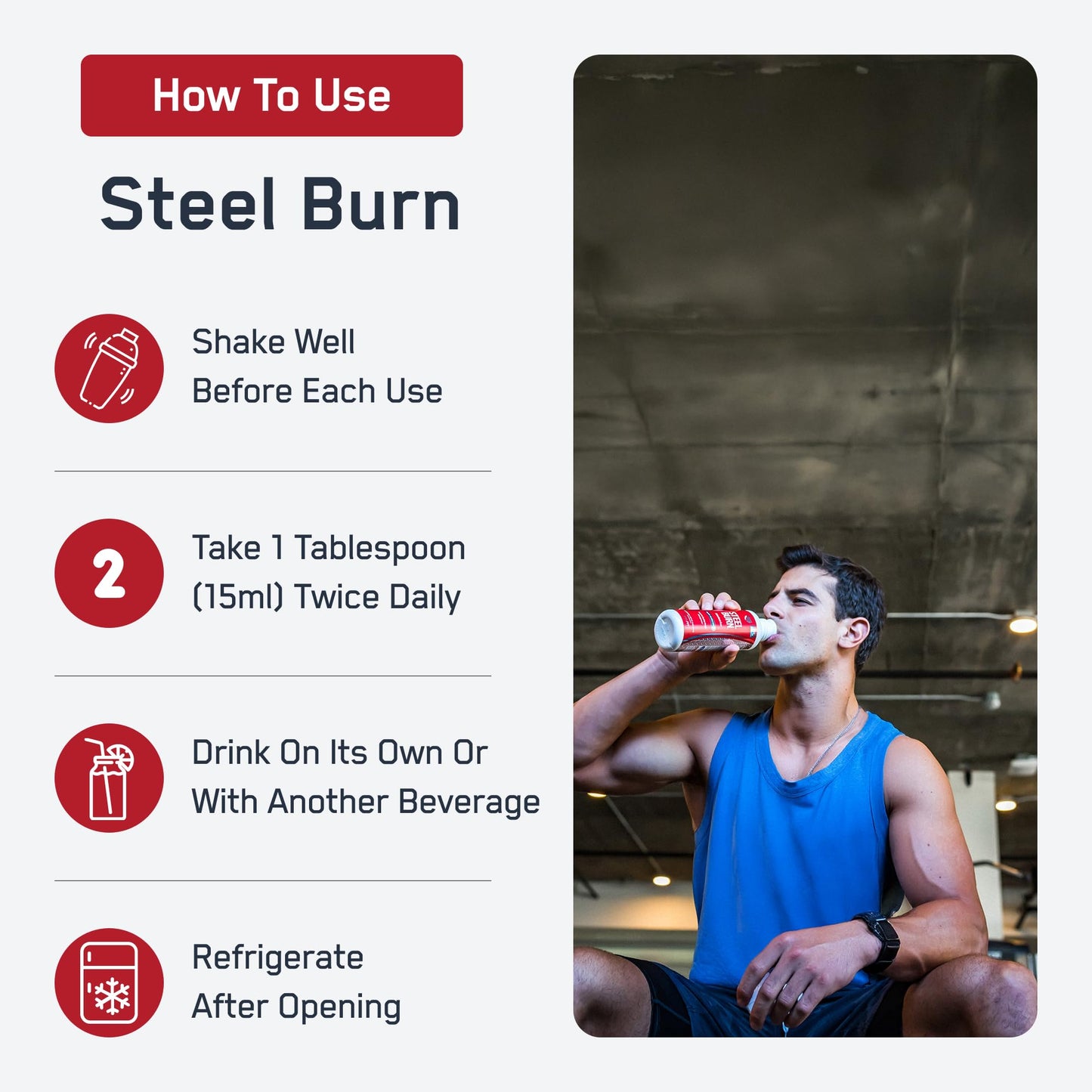 SteelFit Steel Burn, Premium Liquid L-Carnitine, 3000mg - Stimulant-Free & Clean Workout Drink for Men & Women Supports Healthy Weight Loss Management