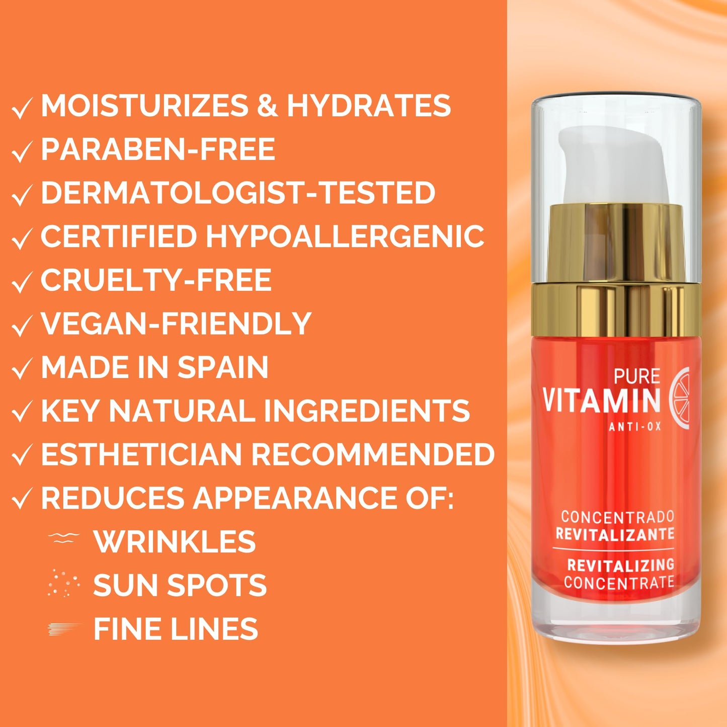 Noche Y Dia Vitamin C Serum for Mature Skin - Made in Spain - Anti Aging Formula Hydrates, Moisturizes, Firms - Targets Sun Spots