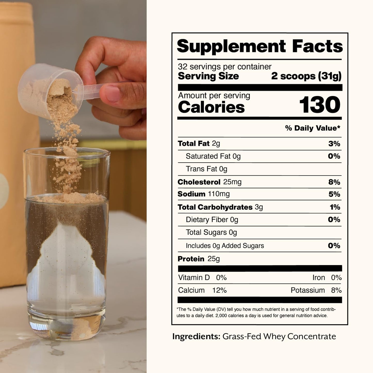 ProMix Nutrition Whey Protein Powder, Grass Fed, Unsweetened, Hormone Free - 25g Protein per Serving, Sugar Free,
