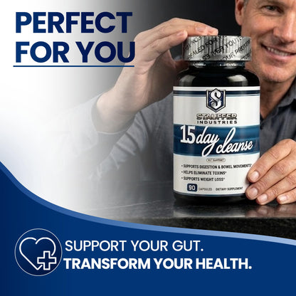 STAUFFER INDUSTRIES Colon Cleanse – 15 Day Cleanse Gut Support Supplement – Colon Cleanser with Psyllium Husk, Senna & Probiotics