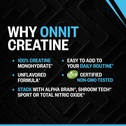 ONNIT Creatine Monohydrate Powder – Unflavored, 90-Serving Value Size – Supports Strength, Lean Muscle, and Brain Energy† – Keto Friendly