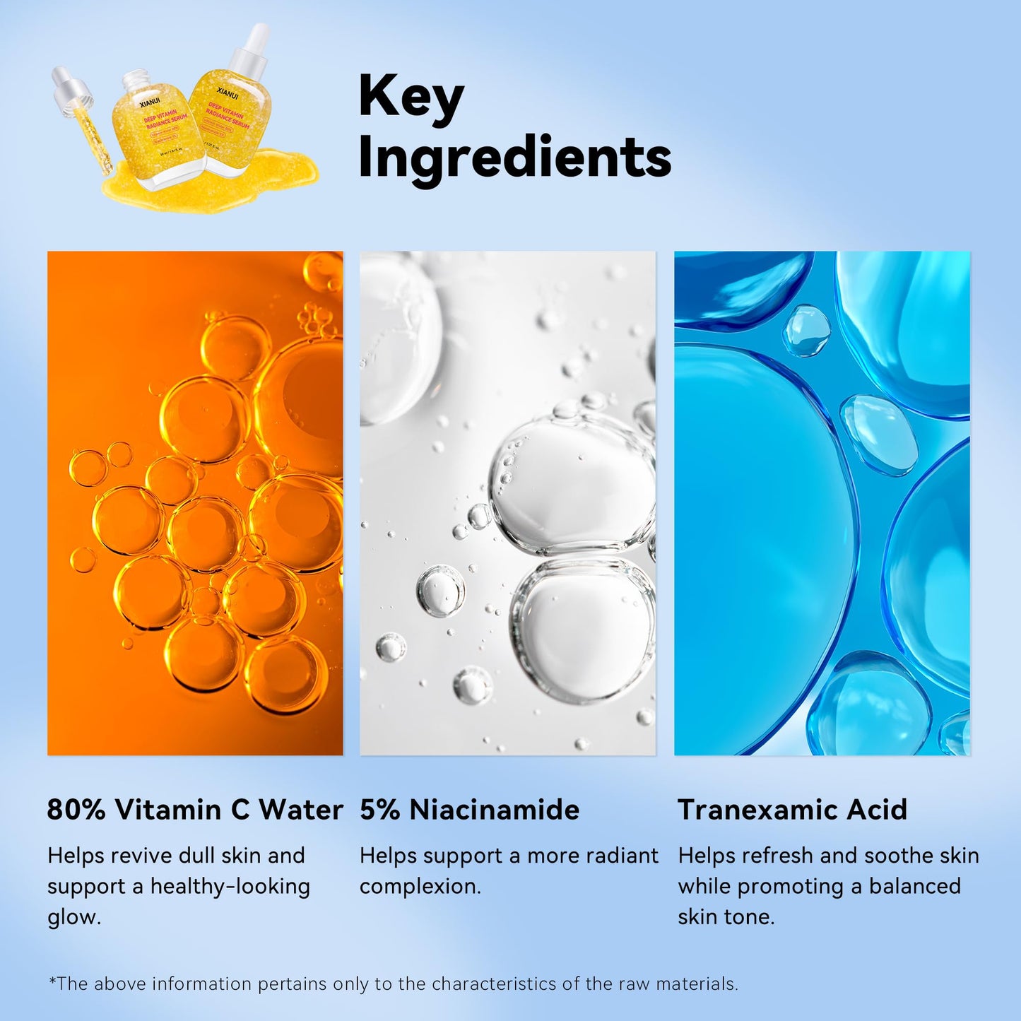 XIANUI Deep Vitamin Radiance Serum - 5% Niacinamide + TXA + Vitamin C - Brightening & Hydrating Face Serum with Ceramide & Triple Hyaluronic Acid