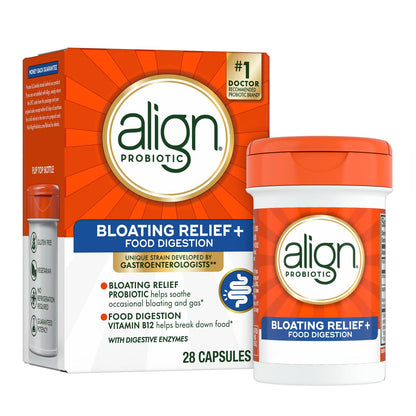 Align Probiotic Bloating Relief + Food Digestion, Probiotics for Women and Men, #1 Doctor Recommended Brand‡, Promotes Digestive Health and Helps Support