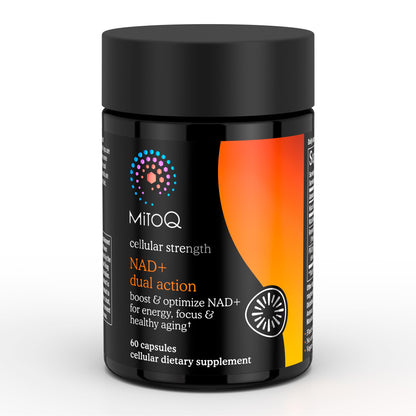 MitoQ NAD+ Dual Action Supplement - NAD+ Supplement with Nicotinamide Riboside (NR), Niacinamide, Resveratrol, & PQQ - Supports Cellular Energy, Focus