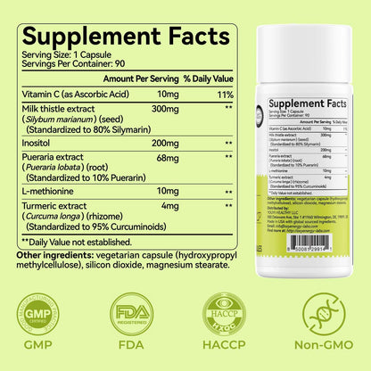 OxyEnergy Silymarin Milk Thistle 300mg Extract with Vitamin C, Inositol & Pueraria, Liver Detox & Repair Support, Antioxidant Support