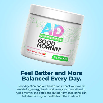 Project AD Life Good Morning Detox and Performance Drink, Naturally Flavored and Formulated with L-GLutamine, Apple Cider Vinegar, and Aloe Vera