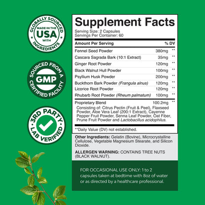 Herbal Colon Cleanse for Women & Men - 15 Day Gut Cleanse Detox for Women & Men with Senna Leaf Cascara Sagrada & Psyllium Husk for Fasting Acting Relief