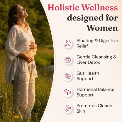 Nourished Natural Health Detox + Debloat - Detox Cleanse and Bloating Relief for Women - Liver and Digestive Support with Milk Thistle