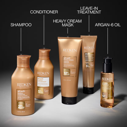 Redken All Soft Shampoo - Moisturizes & Hydrates Dry, Brittle Hair, Gently Cleanses and Softens, With Argan Oil, Safe For Color-Treated Hair, 16.9 Fl Oz