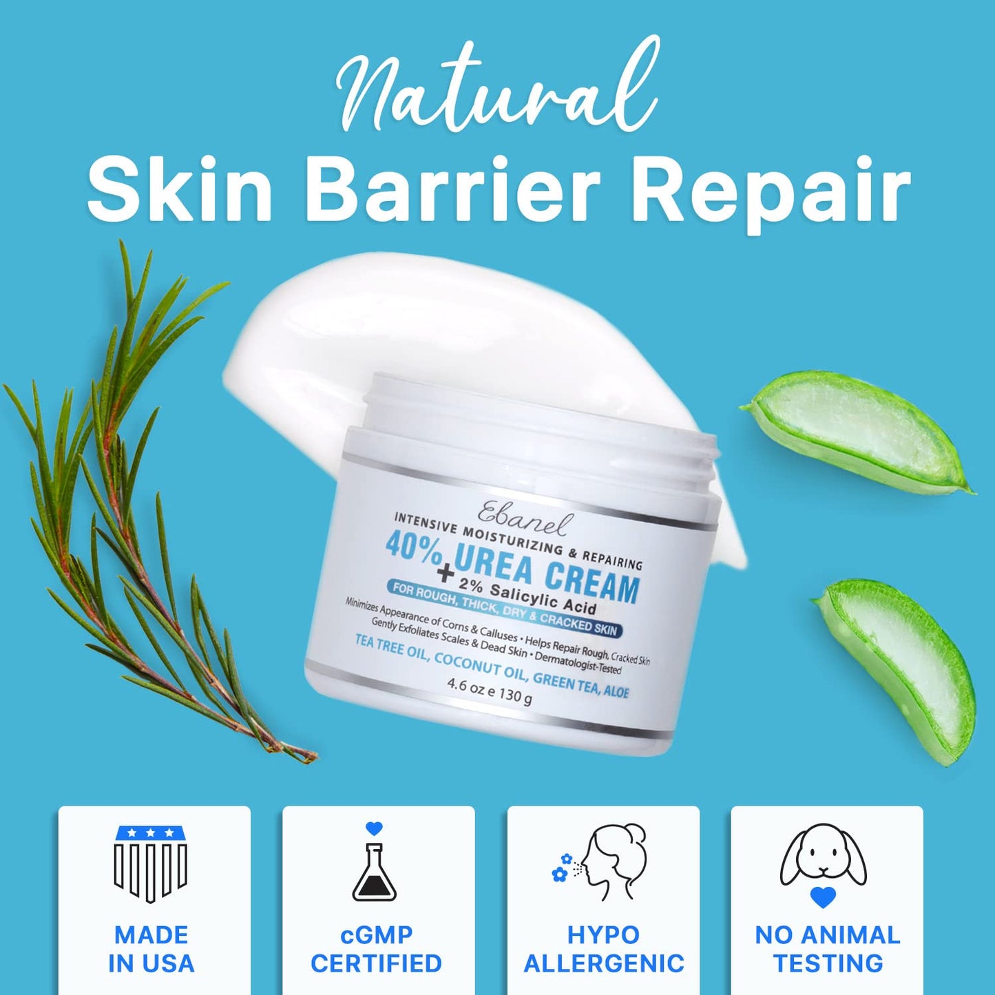 Ebanel Bundle of Fungus Treatment 1 Oz, and 2 Pack 40% Urea Cream 4.6 Oz