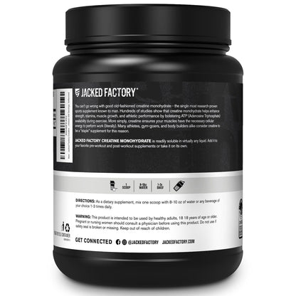 Jacked Factory Creatine Monohydrate Powder 1000g - 5g Daily Creatine Supplement for Men and Women, Vegan-Friendly,