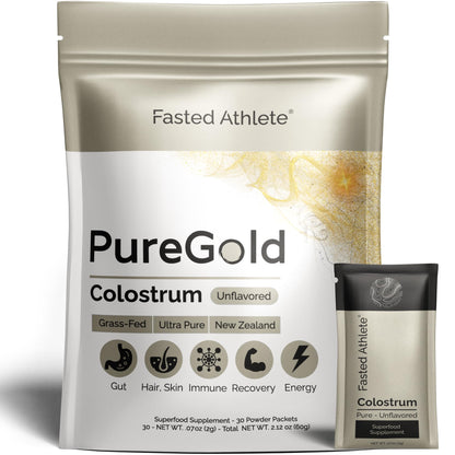 PureGold - Bovine Colostrum Powder - 100% Pure New Zealand Grass Fed, Supports Gut Health, Skin, Hair, & Immunity