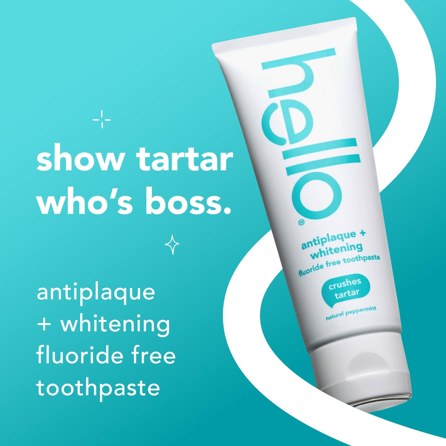 Hello Antiplaque and Whitening Fluoride Free Toothpaste, 5 Oz Tube, Whitening Toothpaste with Natural Peppermint Flavor and Tea Tree Oil, Crushes Tartar