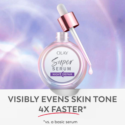 Olay Super Serum Night Repair, Fragrance-Free - Niacinamide, Peptide, Salicylic & Lactic Acid, Glycerin - 5-in-1 Skin Care Benefits - Hydrating, Evens Tone