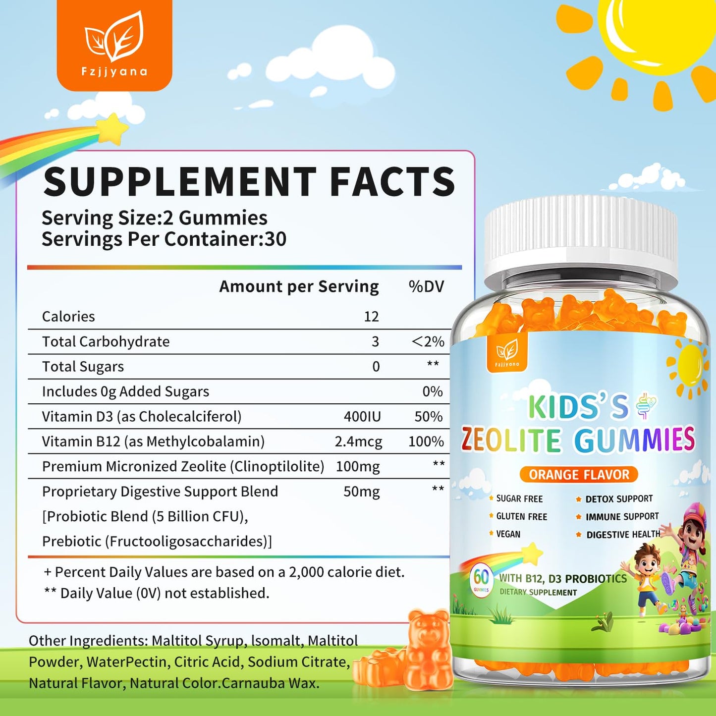 Zeolite Detox for Kids Gummies, Pure Natural Zeolite Clinoptilolite, Adults & Kids Heavy Metals, Focus, Gut & Immune Support