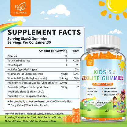 Zeolite Detox for Kids Gummies, Pure Natural Zeolite Clinoptilolite, Adults & Kids Heavy Metals, Focus, Gut & Immune Support