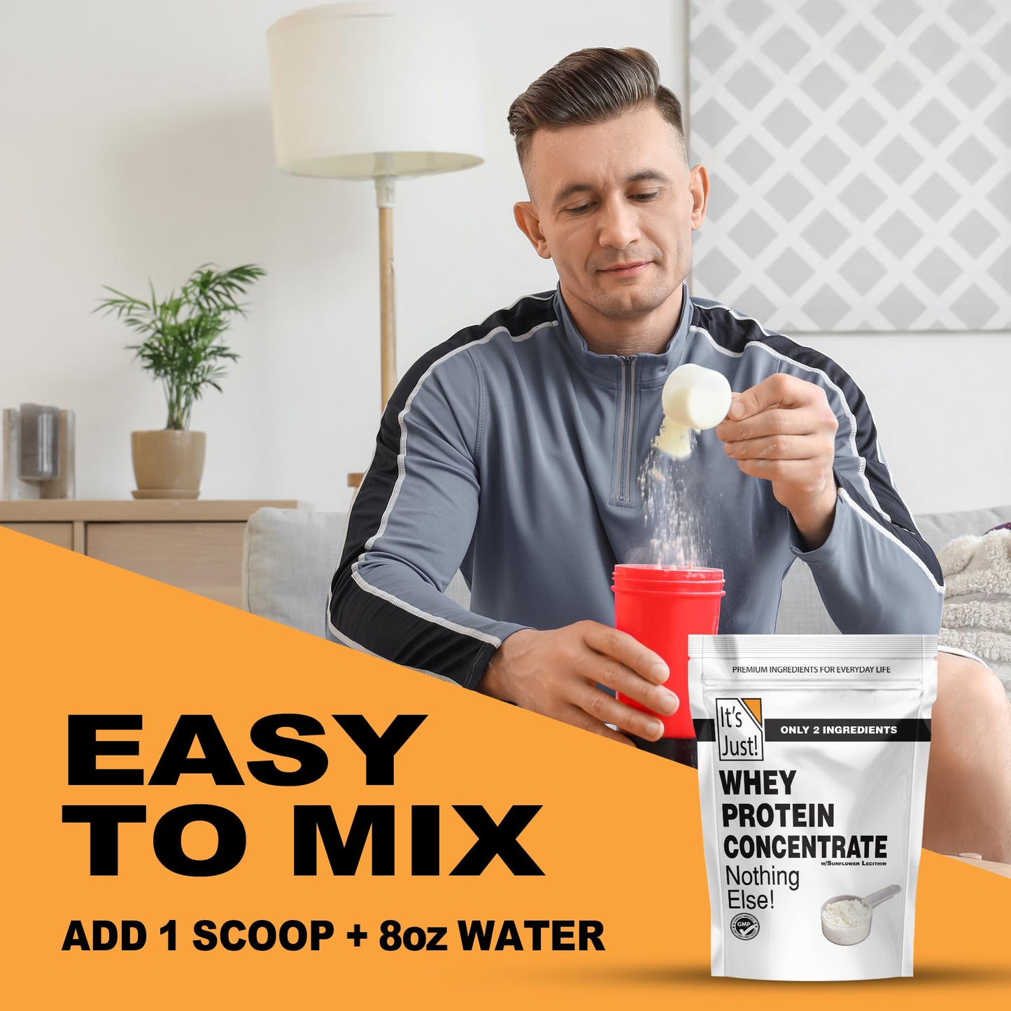 It's Just! - 100% Whey Protein Concentrate, GLP Friendly, Made in USA, No RBST/rBGH Hormones, Premium WPC-80, No Added Flavors or Artificial Sweeteners (1.25 Pound, Unflavored)