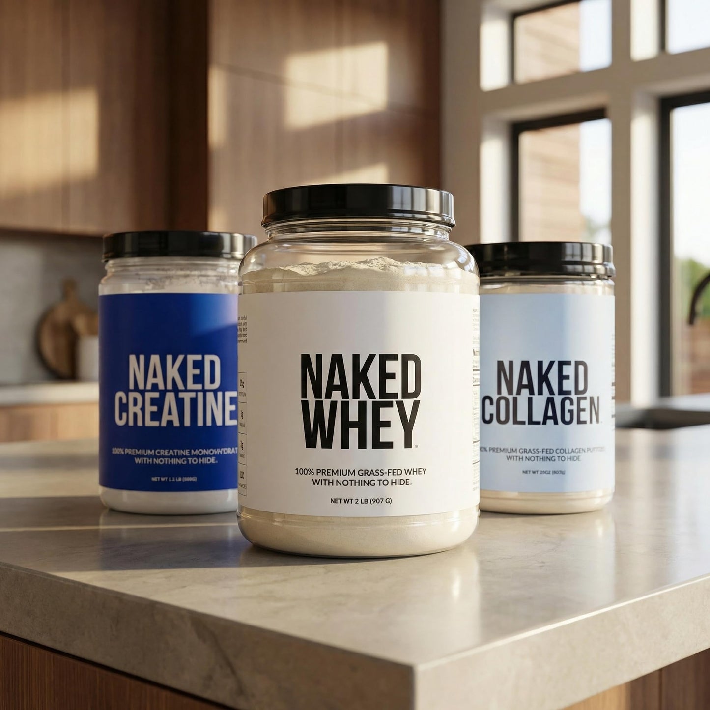 NAKED Whey 2LB 100% Grass Fed Whey Protein Powder - Only 1 Ingredient, Unflavored Whey Protein, NSF Certified, Undenatured, Gluten Free,