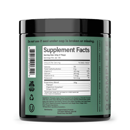 Gut Greens Superfood Powder Formula Supplement - Amazing Raw Digestive Enzyme Supplements Grass Mix, 9oz, 30 Servings